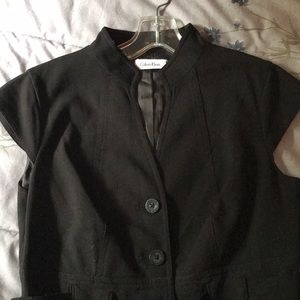 Calvin Klein black button front sheath dress